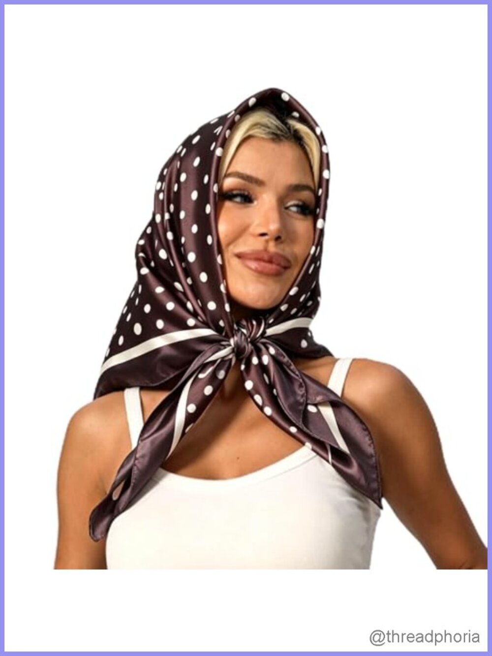 Polka Dot Satin Silk Feel Head Scarf 35x35 Square Hair Wrap Bandana Shawl